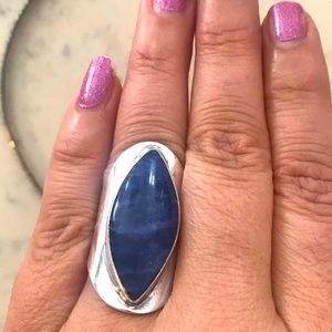 Southwestern Native American Sterling Silver Lapis Statement Ring